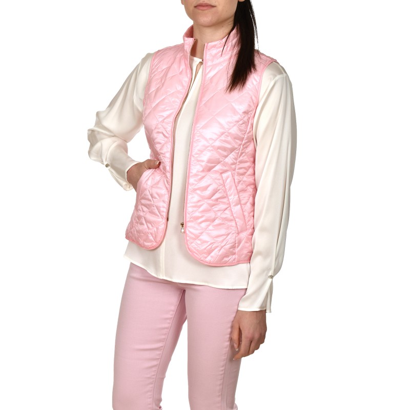 Emme Vosci Water Repellent Vest With Diamond Padded Quilting-Bubblegum
