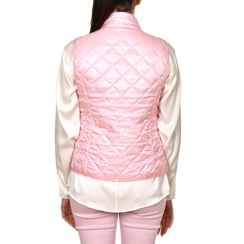 Emme Vosci Water Repellent Vest With Diamond Padded Quilting-Bubblegum