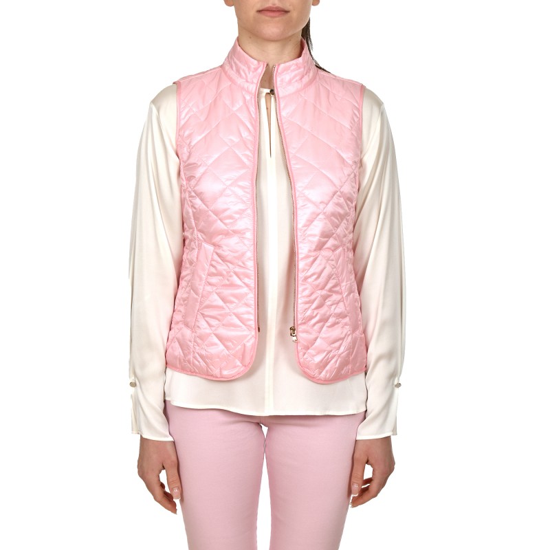 Emme Vosci Water Repellent Vest With Diamond Padded Quilting-Bubblegum
