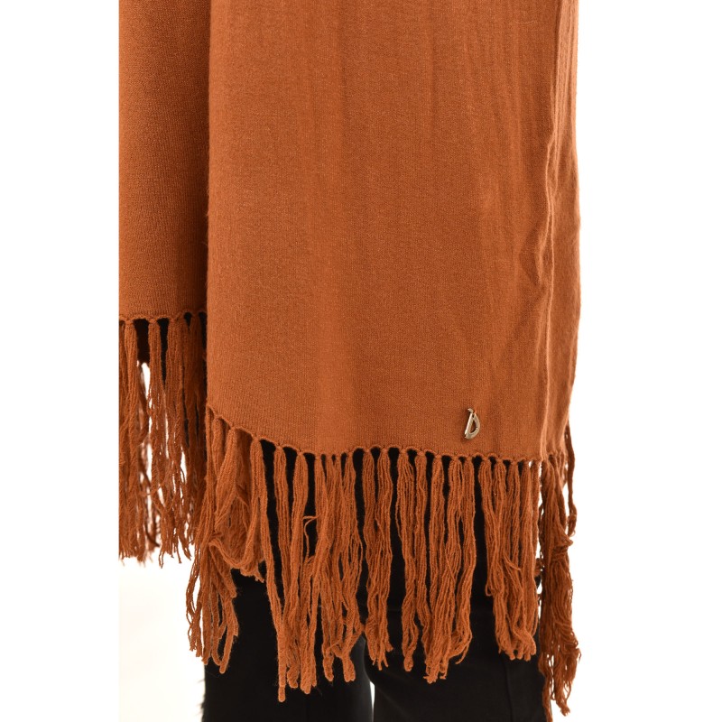 Dixie Knitted Blouse Long V-Neck & Fringes-Tabac Dixie Knitted Blouse Long V-Neck & Fringes-Tabac
