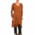 Dixie Knitted Blouse Long V-Neck & Fringes-Tabac