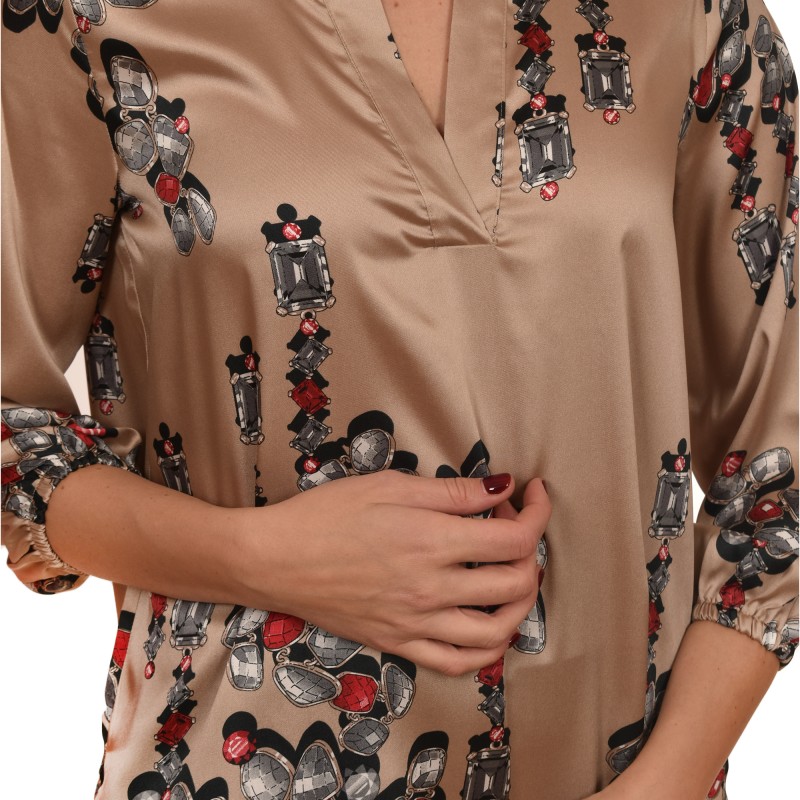 Marella Article Patterned Twill Blouse-Beige Marella Article Patterned Twill Blouse-Beige