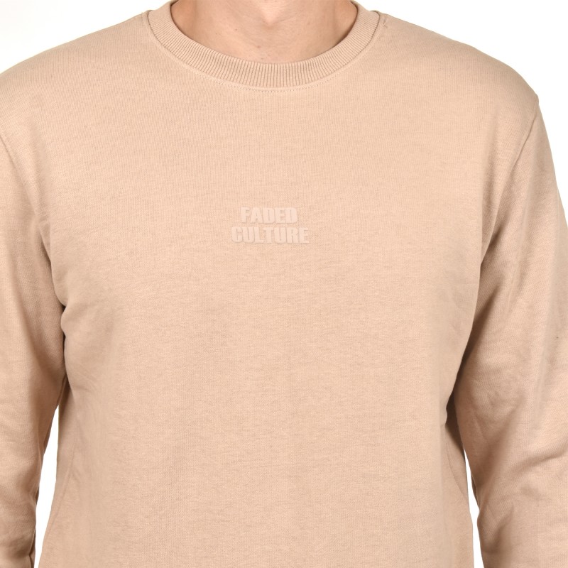 Brokers Faded Culture Logo Sweatshirt In Regular Fit-Beige