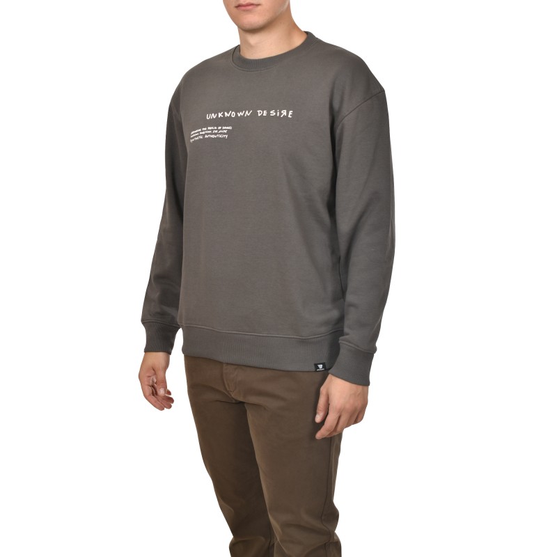 Brokers Unknown Desire Logo Sweatshirt In Loose Fit-Gargoyle