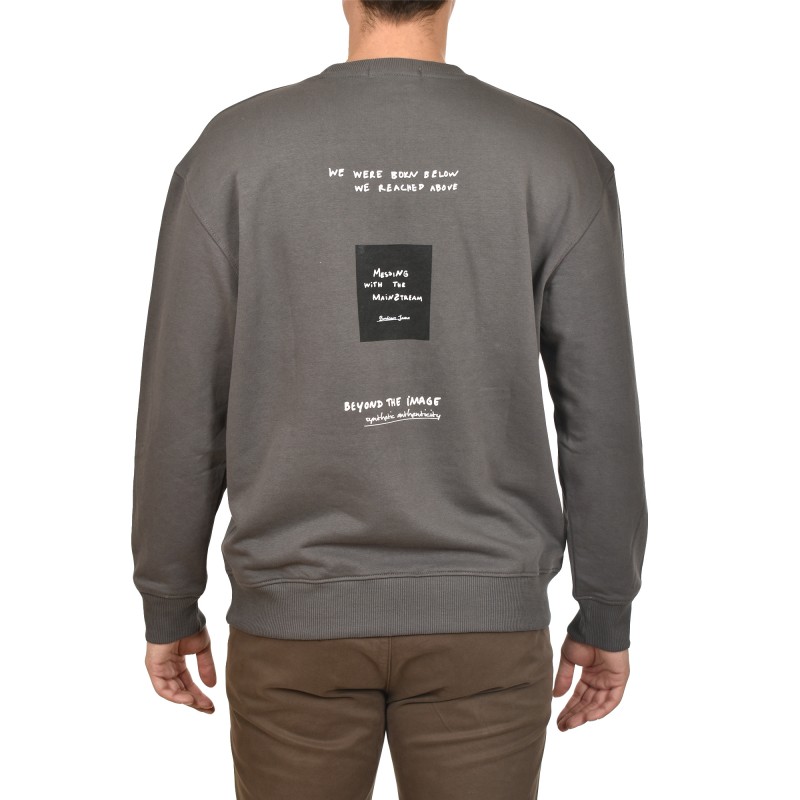 Brokers Unknown Desire Logo Sweatshirt In Loose Fit-Gargoyle