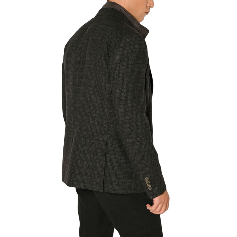 Sogo Classy Blazer With Detatchable Zip Up Neckline-Anthracite/Teddy Brown