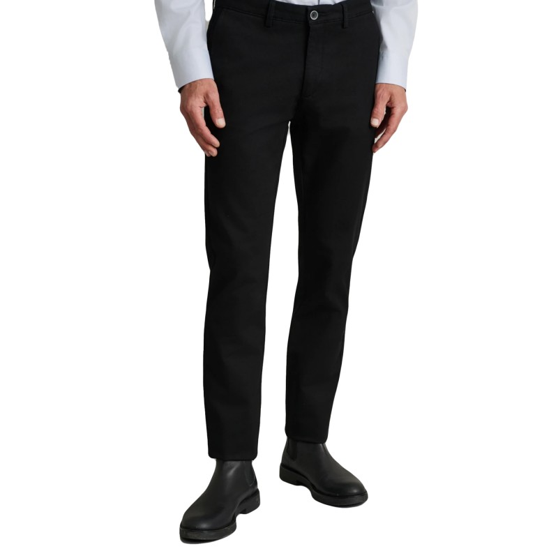 Navy & Green Trousers Apieto Modern Fit-Midnight Black