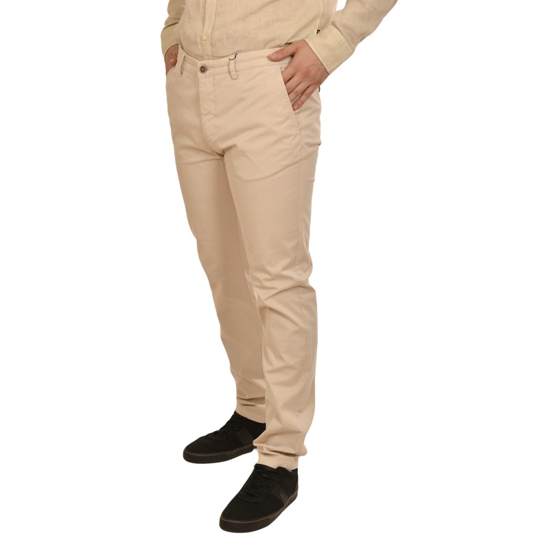 Navy & Green Modern Fit Trousers-Bone White Navy & Green Modern Fit Trousers-Bone White