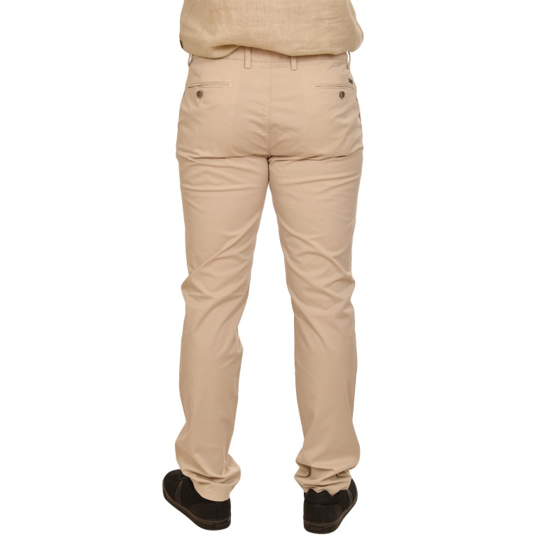 Navy & Green Modern Fit Trousers-Bone White Navy & Green Modern Fit Trousers-Bone White