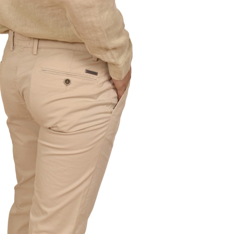 Navy & Green Modern Fit Trousers-Bone White Navy & Green Modern Fit Trousers-Bone White
