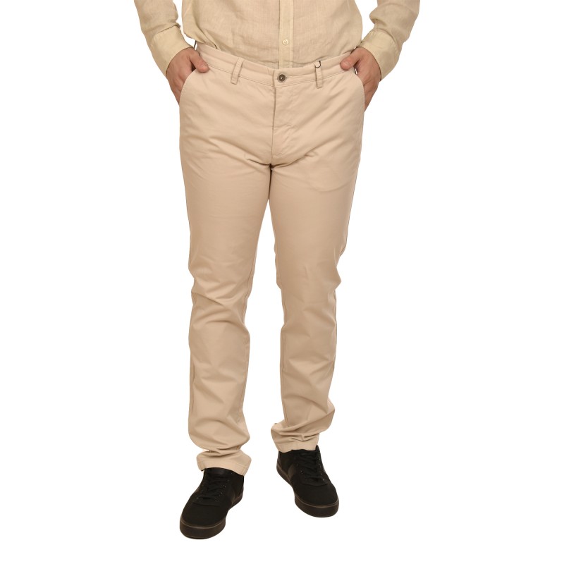 Navy & Green Modern Fit Trousers-Bone White Navy & Green Modern Fit Trousers-Bone White