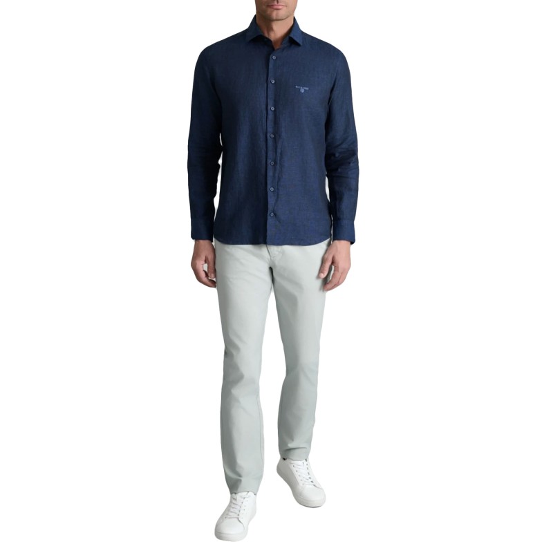 Navy & Green Trousers Apieto Modern Fit-Stormy Grey