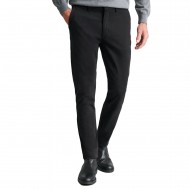Navy & Green Modern Fit Trousers Without Pleats-Black