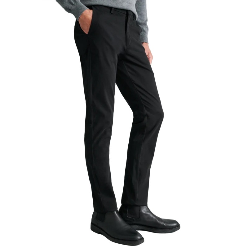 Navy & Green Modern Fit Trousers Without Pleats-Black Navy & Green Modern Fit Trousers Without Pleats-Black