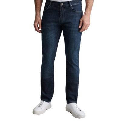 Navy & Green Jeans Low Waist-Blue/Black