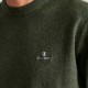 Navy & Green Crewneck Wool Sweater-Olive