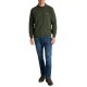 Navy & Green Crewneck Wool Sweater-Olive