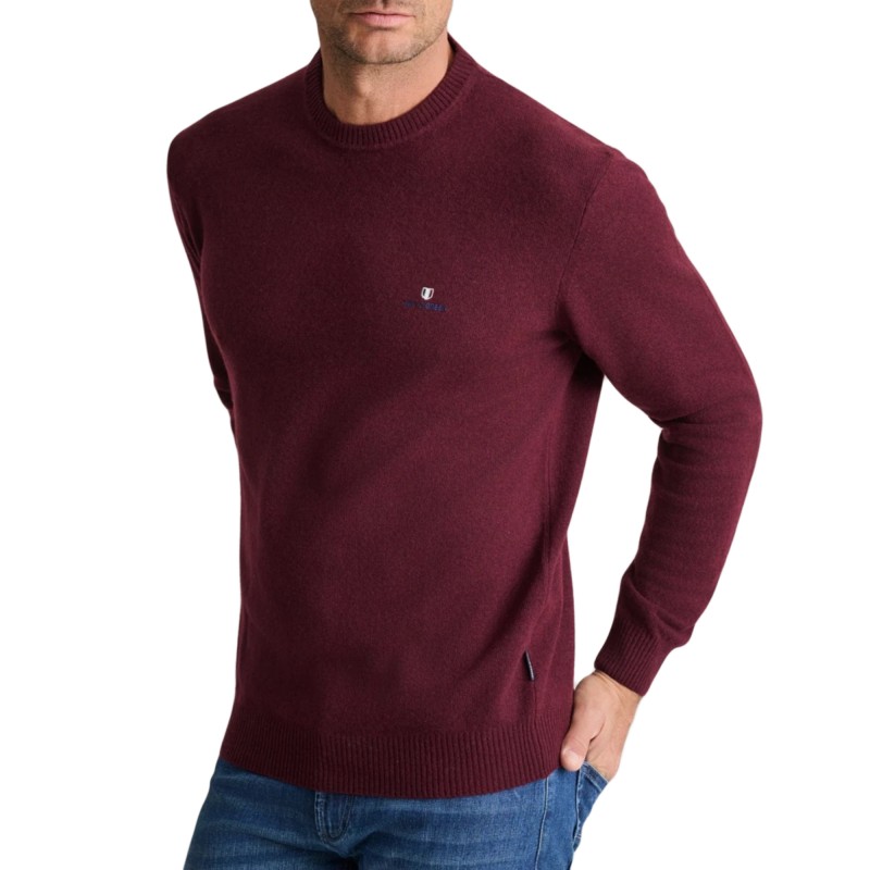 Navy & Green Sweater Crew Neck-Dk Bordeaux