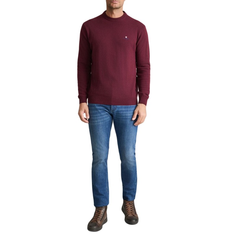 Navy & Green Sweater Crew Neck-Dk Bordeaux