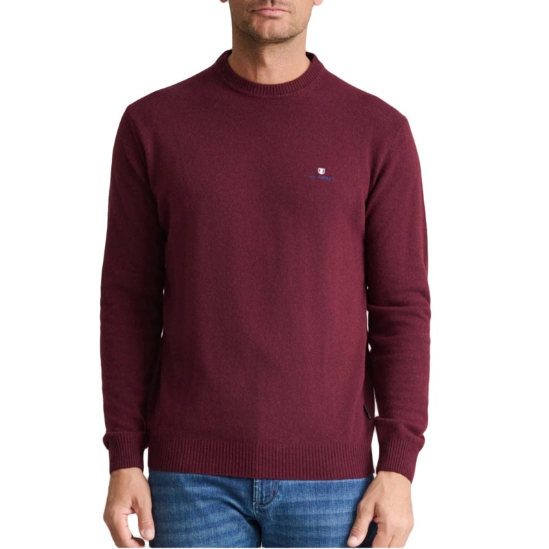 Navy & Green Sweater Crew Neck-Dk Bordeaux