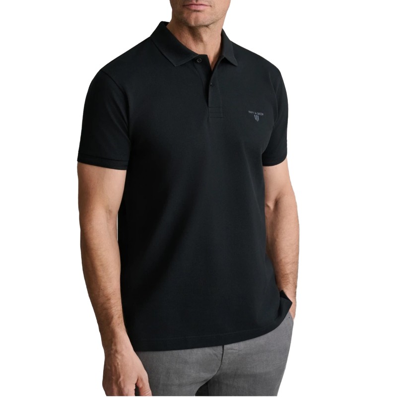 Navy & Green Polo Shirt Young Line Two Ply-Black