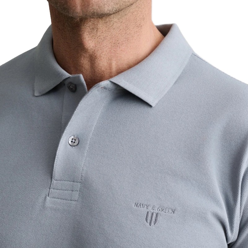 Navy & Green Polo Shirt Young Line Two Ply-Stormcloud