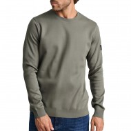 Navy & Green Sweater Long Sleeve Knit-Green Leaf