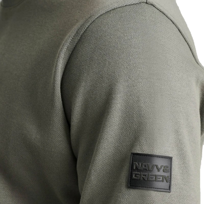 Navy & Green Sweater Long Sleeve Knit-Green Leaf