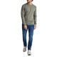 Navy & Green Sweater Long Sleeve Knit-Green Leaf