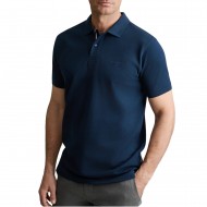 Navy & Green Polo Shirt Custom Fit Two Ply-Dark Blue
