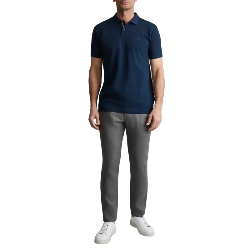 Navy & Green Polo Shirt Custom Fit Two Ply-Dark Blue Navy & Green Polo Shirt Custom Fit Two Ply-Dark Blue