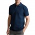 Navy & Green Polo Shirt Custom Fit Two Ply-Dark Blue