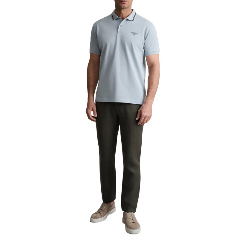 Navy & Green Polo Shirt Custom Fit Mercerized-Blue Fog Navy & Green Polo Shirt Custom Fit Mercerized-Blue Fog