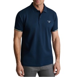 Navy & Green Polo Shirt Custom Fit Mercerized-Dark Blue
