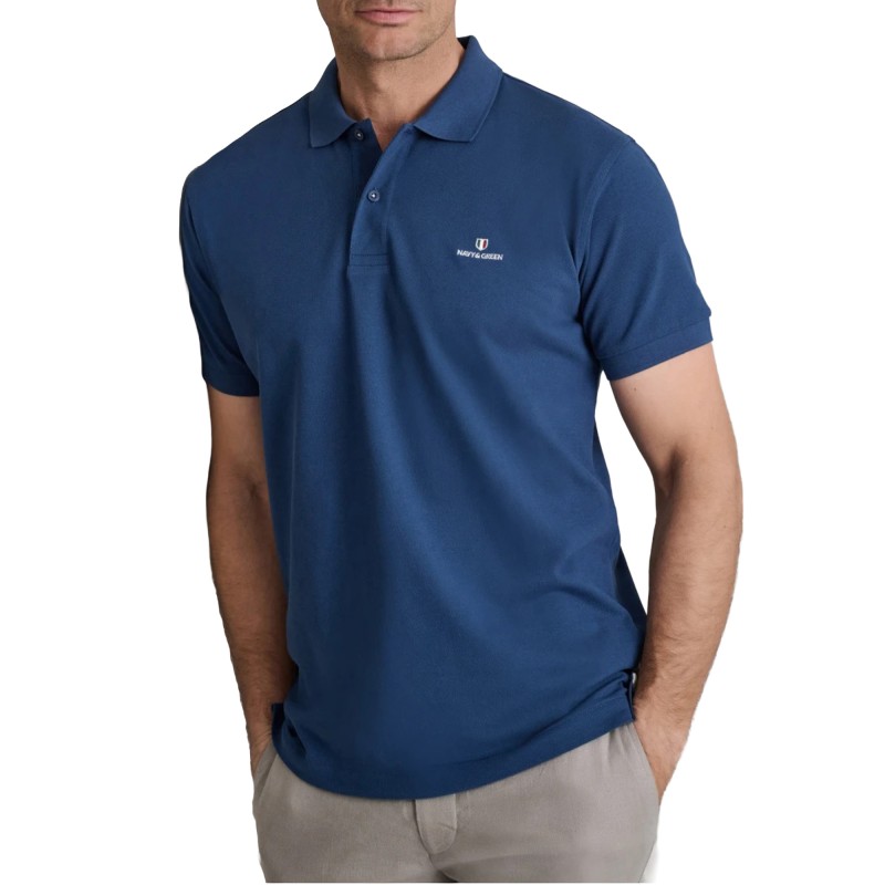 Navy & Green Polo Shirt Custom Fit-Atlantic Blue