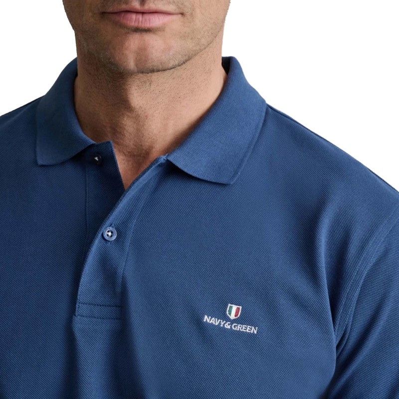 Navy & Green Polo Shirt Custom Fit-Atlantic Blue