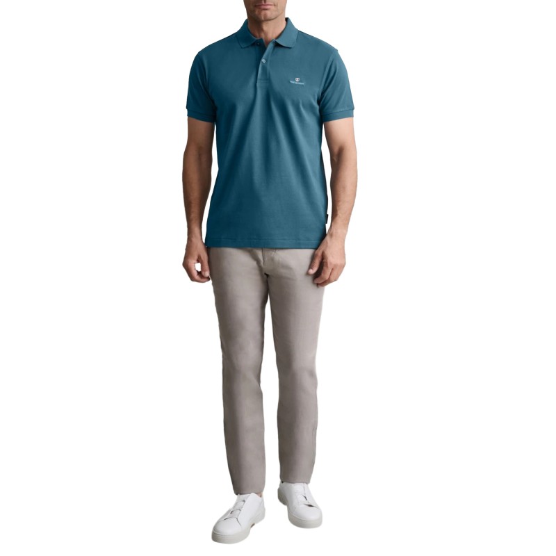 Navy & Green Polo Shirt Custom Fit-Deep Ocean