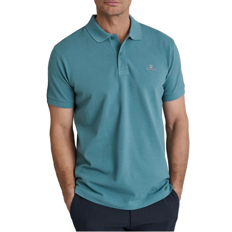 Navy & Green Polo Shirt Custom Fit-Deep Sea