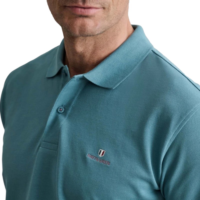 Navy & Green Polo Shirt Custom Fit-Deep Sea