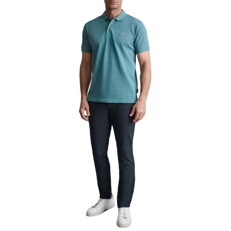Navy & Green Polo Shirt Custom Fit-Deep Sea