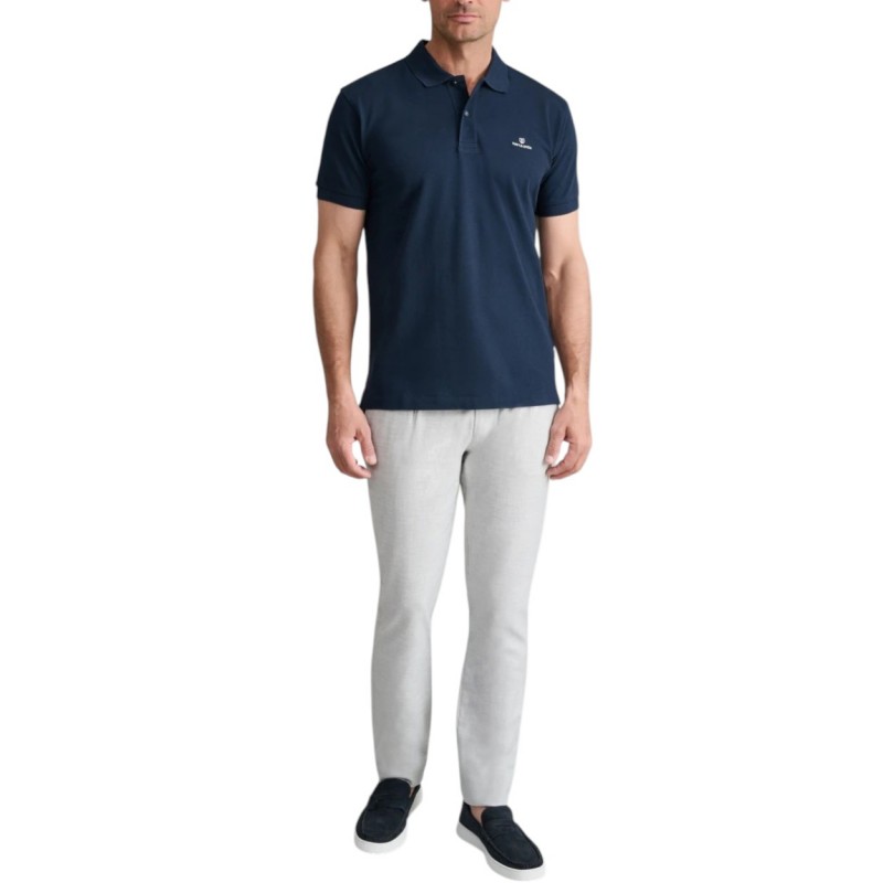 Navy & Green Polo Shirt Custom Fit-Marine Blue