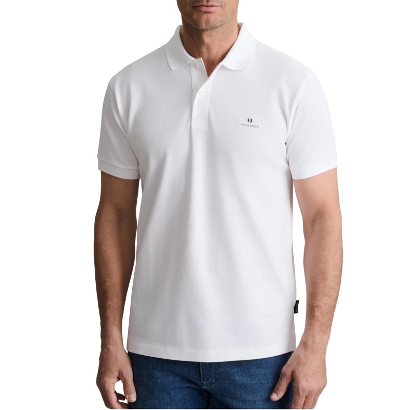 Navy & Green Polo Shirt Custom Fit-White