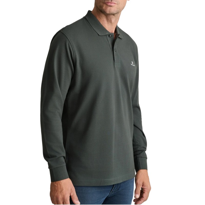 Navy & Green Polo Shirt Long Sleeve Custom Fit-Deepest Green Navy & Green Polo Shirt Long Sleeve Custom Fit-Deepest Green