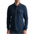 Navy & Green Polo Shirt Long Sleeve Custom Fit-Marine Blue