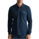 Navy & Green Polo Shirt Long Sleeve Custom Fit-Marine Blue