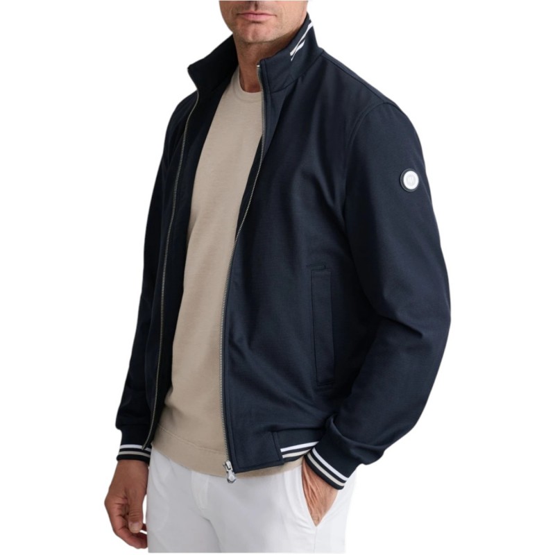 Navy & Green Jacket Zip Up With Stripes-Blue