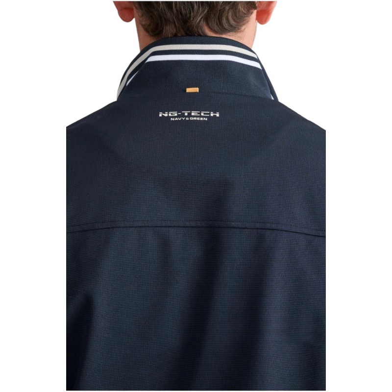 Navy & Green Jacket Zip Up With Stripes-Blue