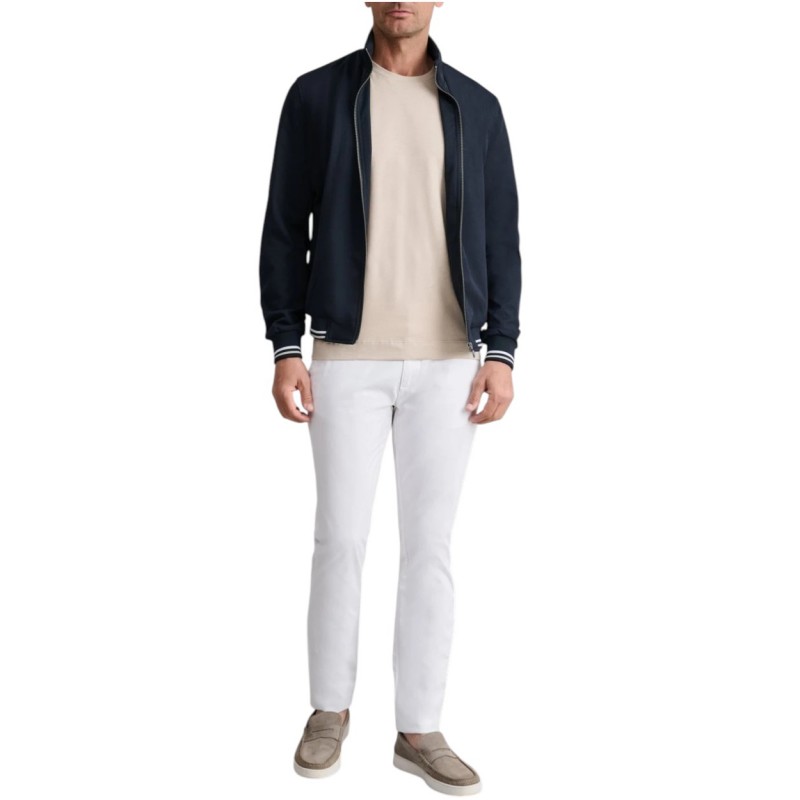 Navy & Green Jacket Zip Up With Stripes-Blue