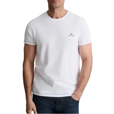 Navy & Green T-Shirt-White