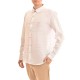 Navy & Green White Pure Linen Comfort Fit Shirt-White Navy & Green White Pure Linen Comfort Fit Shirt-White